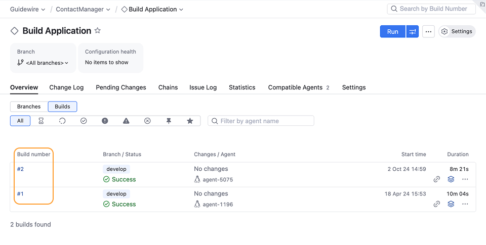 Build number in TeamCity highlighted.
