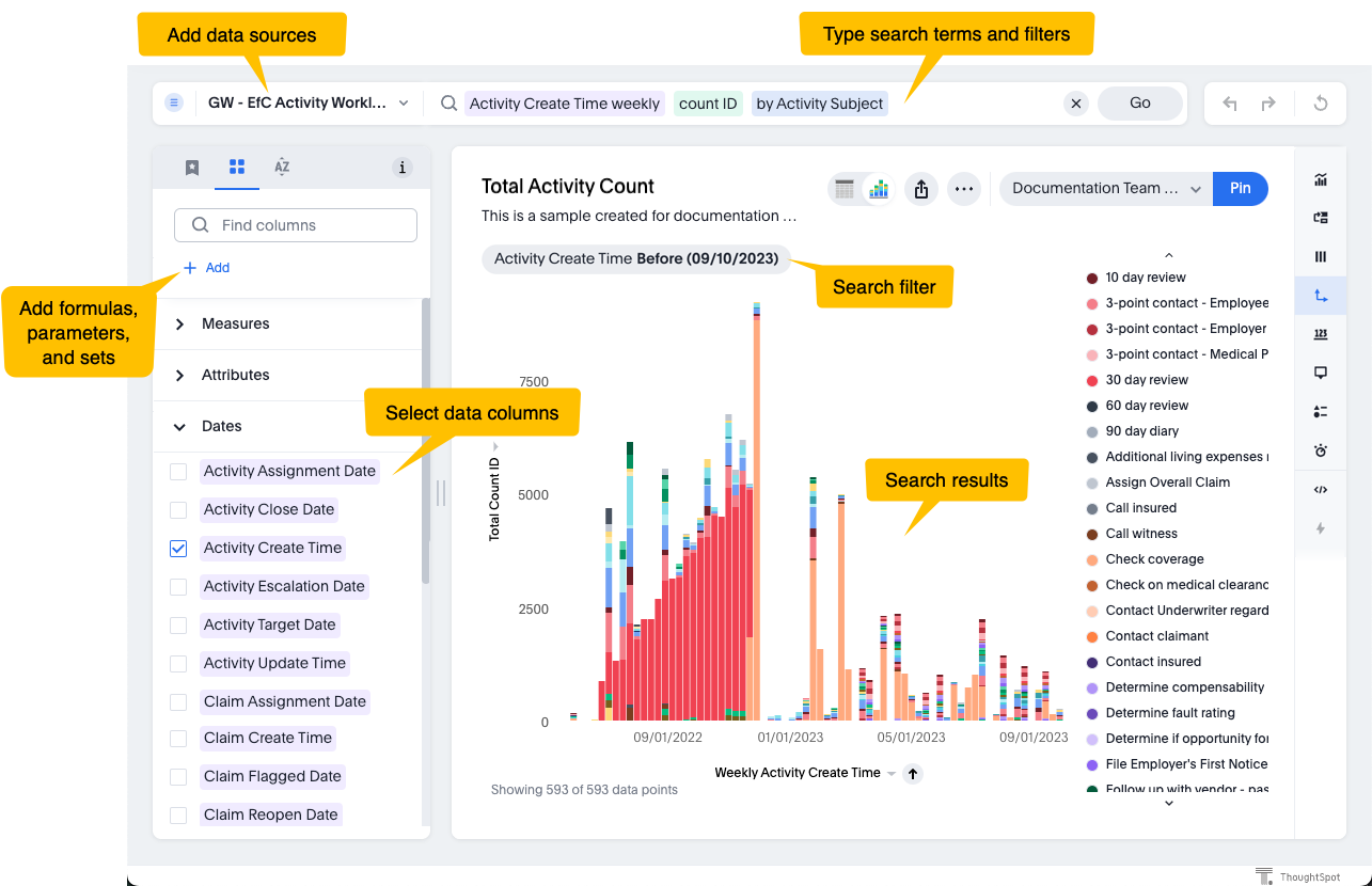 Example search data page
