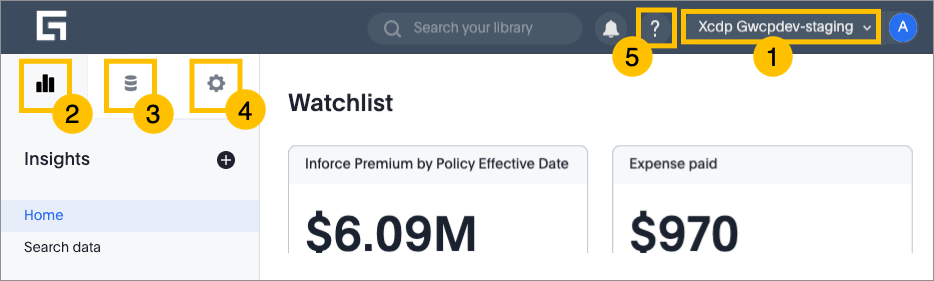 Explore's top navigation bar