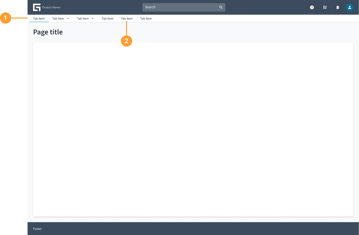 Image illustrating the anatomy of a subheader with tabs