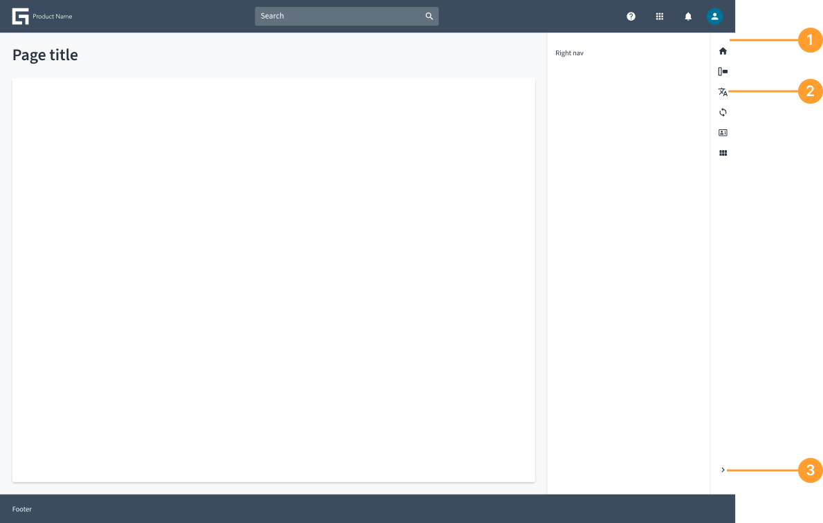 Example that illustrates a side panel with tool items and a collapsible icon button