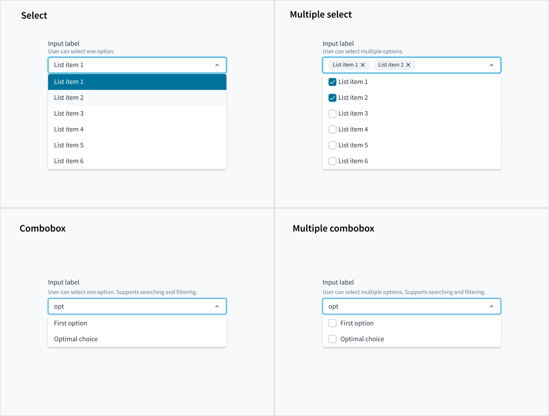 image depicting component variants dropdown left multiselect right