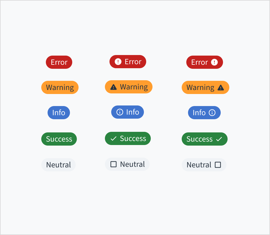 Image depicting the 5 different status types for the info label component