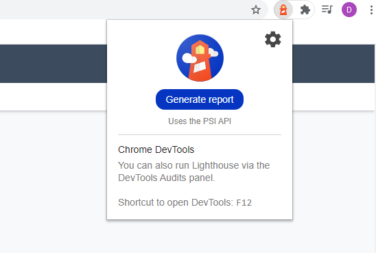 Lighthouse as a Chrome extension