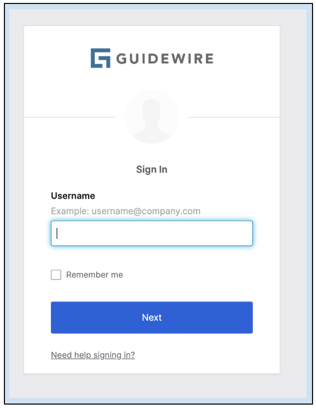 GPass Okta authentication screen for Guidewire Cloud account login