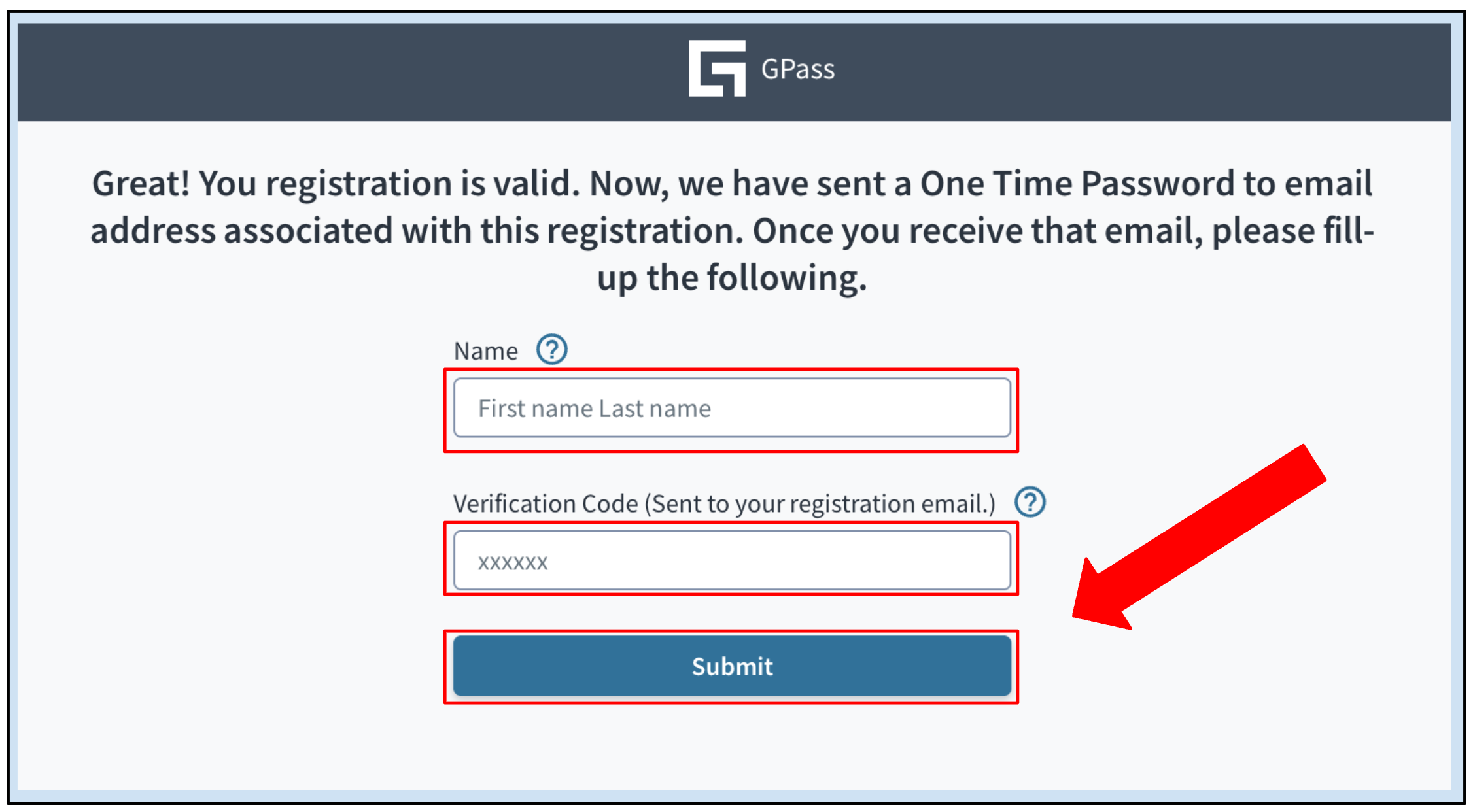 GPass one time password